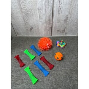 Fidget Toy Lot of 9 Pop-It Mesh Tubes Spiky Ball & Spinny Ball for Kids & Adults